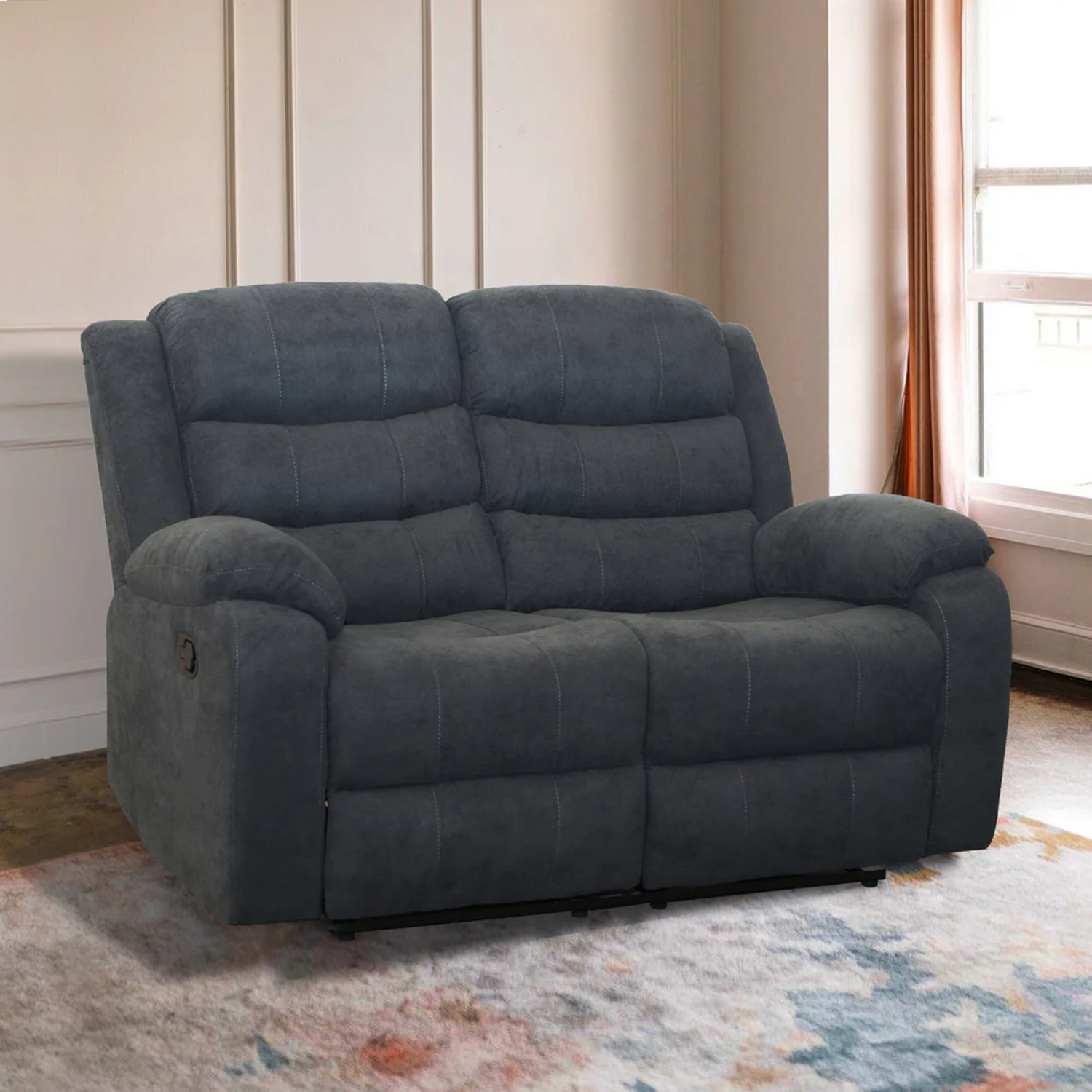 Boston – Le canapé inclinable 2 places en tissu gris foncé